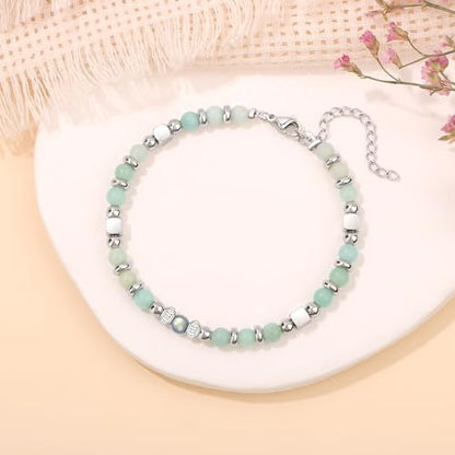 JoycuFF 𝗚𝗶𝗳𝘁𝘀 𝗳𝗼𝗿 𝗪𝗼𝗺𝗲𝗻 𝗠𝗼𝗼𝗻𝘀𝘁𝗼𝗻𝗲 𝗕𝗿𝗮𝗰𝗲𝗹𝗲𝘁 Amazonite Colorful Imperial Jasper Stainless Steel Beads Bracelets, Graduation Christmas Valentines Mothers Day Birthday Gifts - style: Gigi Gifts-Amazonite