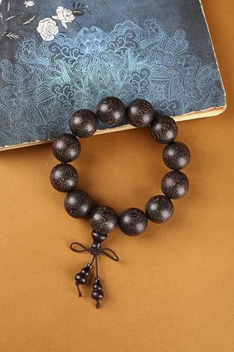 Men’s mala bracelet,Healing Bracelet, natural red sandalwood, 12 beads 20mm, 9.8" stretch, handmade for meditation, blessing & luck, with gift pouch.