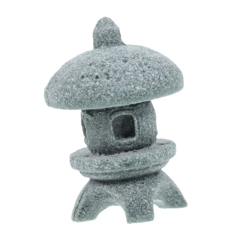 Japanese Pagoda Lantern Stone Sculpture Zen Garden Decor for Landscapes Stone Statue for Fish Tanks and Outdoor Gardens Versatile Miniature Decoration - color: Gray