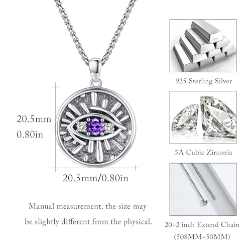 Evil Eye Necklace for Women 925 Sterling Silver, Protection Necklace with Blue Evil Eye Charm, Evil Eye/Lotus Pendant Jewelry, Birthday Christmas Gifts for Her - style: Blue Evil Eyes 09