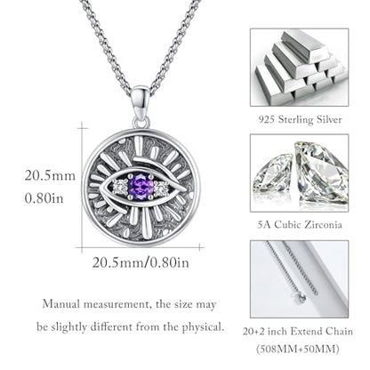 Evil Eye Necklace for Women 925 Sterling Silver, Protection Necklace with Blue Evil Eye Charm, Evil Eye/Lotus Pendant Jewelry, Birthday Christmas Gifts for Her - style: Blue Evil Eyes 09
