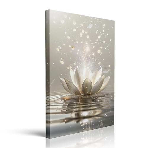 Framed Canvas Wall Art Zen Lotus Flower Spiritual Floral Painting Prints Posters Wall Decor Artwork for Spa Bathroom Bedroom Living Room Office Meditation Room Yoga Studio 12x16 Inches - color: Flower02, size: 16"L x 12"W