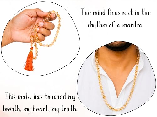 Amazing Gemstone Citrine Mala Beads - 108 Prayer Beads for Meditation and Mindfulness Practice, Handcrafted Mala Beads with Natural Gemstones for Spiritual Healing and Relaxation (Plain) - color: Citrine, style: Plain