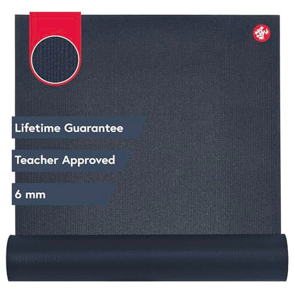 Manduka PRO Yoga Mat - 6mm | Lifetime Durability | Hygienic Construction | Premium Studio Quality | Teacher Approved - color: Midnight, size: 68" x 26"