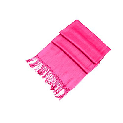 Sakkas Large Soft Silky Pashmina Shawl Wrap Scarf in Solid Colors - color: Fuchsia