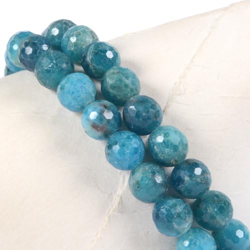 Justinstones Gem Semi Precious Gemstone 8mm Round Beads Stretch Bracelet 7 Inch Unisex - color: Faceted Apatite