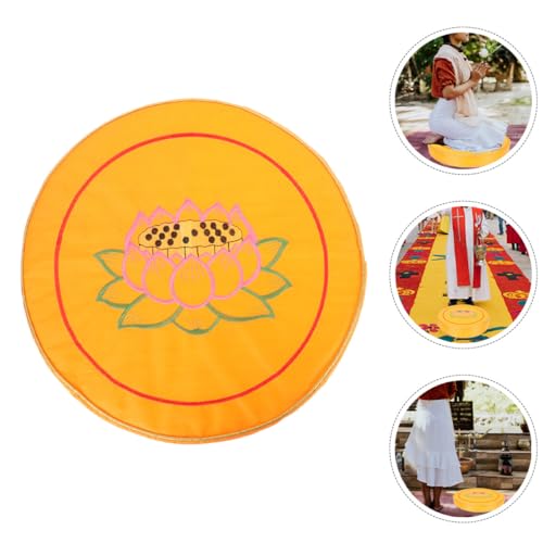COHEALI Meditation Floor Cushion Buckwheat Sitting Pillow Thick Yellow Floral Seat Cushion for Zen Practice and Worship, Small Size Floor Seat for Home and Yoga