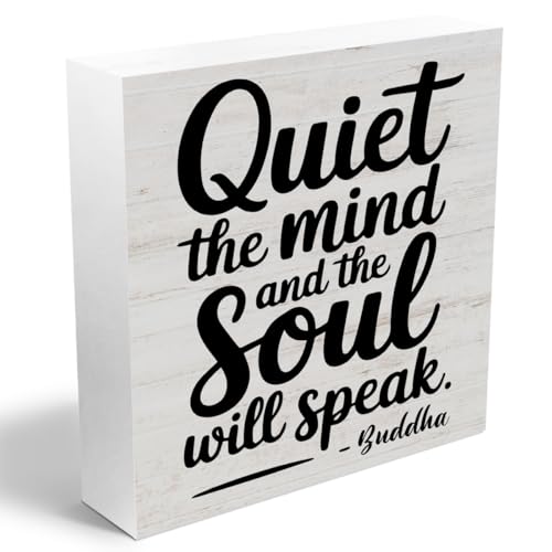 Zen Decor, Meditation Accessories Wood Box Sign, Spiritual Decorations, Meditation Room Decors, Decorative Signs for Home Yoga Room, Quiet The Mind And The Soul Will Speak Sign - color: Soul