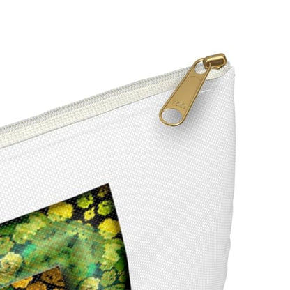 3dRose Mandala 29 floral flowers green turquoise gold glowing peace meditation Accessory Pouch Large - size: Large