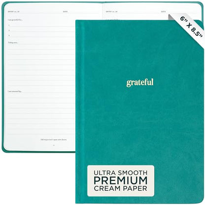 Ink+Volt Daily Gratitude Journal for Women & Men, Original Design with Inspirational Quotes, Grateful Journal for Happiness, Mindfulness, Affirmations & Reflection - 6x8.5 in, Peacock - color: Peacock