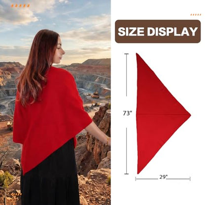 Cashmere Blend Shawl Wraps for Women,Cashmere Poncho Pashmina for Women Travel Scarf for All-Season with Gift Box - color: Red