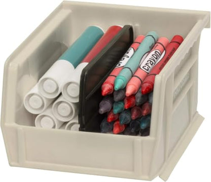 Akro-Mils 30210 AkroBins Plastic Storage Bins, Space-Saving Stackable Bins for Garage, Pantry, Craft Organization, 5" x 4" x 3", Stone, 24-Pack - color: Stone