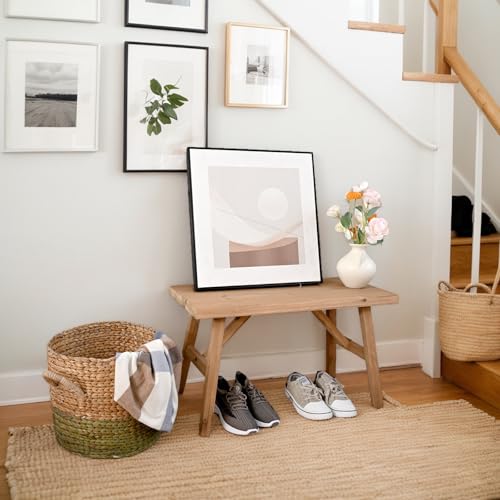 SwallowLiving 30" Solid Wood Entry Bench - Rustic Farmhouse Style Hallway Seating for Living Room, Dining Room Entryway - Handcrafted Natural Finish - color: Nature, size: 30 Inch