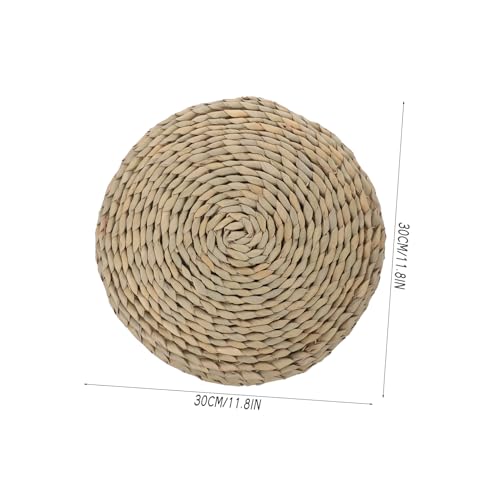 Round Thick Straw Woven Meditation Cushion Japanese Style Cotton Filled Floor Pillow for Yoga and Relaxation and Comfortable for Home and Office Use