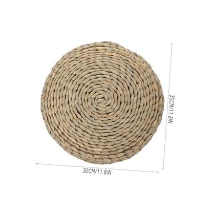 Round Thick Straw Woven Meditation Cushion Japanese Style Cotton Filled Floor Pillow for Yoga and Relaxation and Comfortable for Home and Office Use