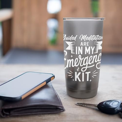 Emergency Kit for Guided Meditations Design Stainless Steel Insulated Tumbler - color: Brushed Steel