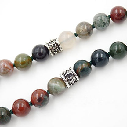 mala Beads Necklace for Women Man, mala Bracelet, Prayer Beads Necklace - color: Indian agate