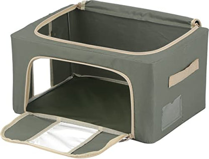Fuji Boeki 63512 Storage Box, Width 15.4 x Depth 11.4 x Height 7.9 inches (39 x 29 x 20 cm), Green, 5.6 gal (22 L), with Small Window, Stackable - color: Green, size: 22L
