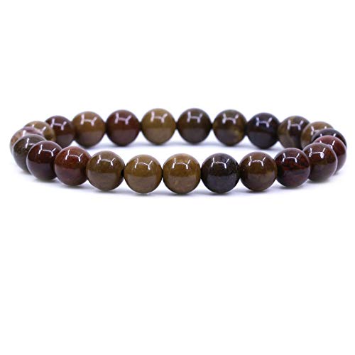 Keleny Gem Semi Precious Gemstones 8mm Natural Stone Round Beads Rock Crystal Jasper Stretch Bracelet 7 Inch Unisex - color: Aqua Nueva Agate
