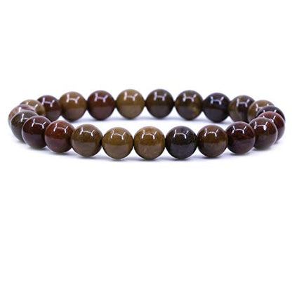 Keleny Gem Semi Precious Gemstones 8mm Natural Stone Round Beads Rock Crystal Jasper Stretch Bracelet 7 Inch Unisex - color: Aqua Nueva Agate