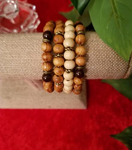 Handmade Beaded Cuff Bracelet - color: wood