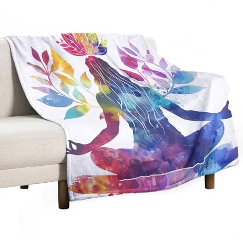 Colorful Floral Meditation Throw Blanket, Soft Cozy Warm Abstract Boho Mandala Yoga Flannel Blankets for Sofa Couch Bed, 30x40 Inch - color: Colorful Floral Meditation, size: 30"x40"