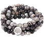 Mala Bead Strand Bracelet, 108 Buddhist Prayer Beads Yoga Meditation Green Malachite Beads Necklace Women man - style: Black Netstone