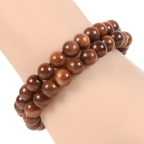 Justinstones Gem Semi Precious Gemstone 8mm Round Beads Stretch Bracelet 7 Inch Unisex - color: Burma Padauk