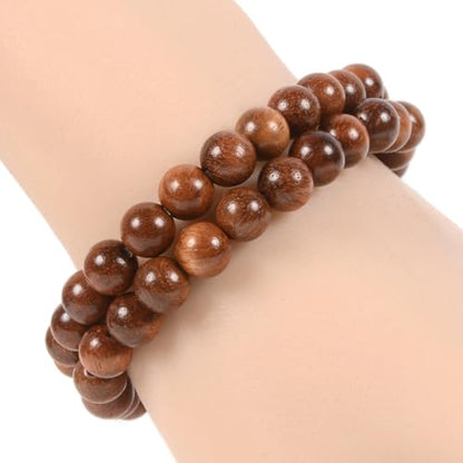 Justinstones Gem Semi Precious Gemstone 8mm Round Beads Stretch Bracelet 7 Inch Unisex - color: Burma Padauk