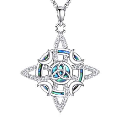 Witch Knot/Trinity/Triple Moon Necklace S925 Sterling Silver Protection Jewelry Gifts for Women - style: Witches Knot
