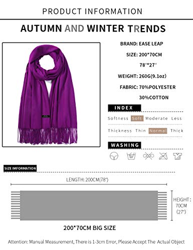 Pashmina Shawl Women Winter Scarf Warm Wedding Wraps Ladies Scarves for Evening Dresses - color: Purple