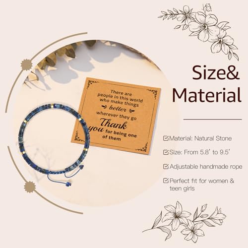 Thank You Gifts for Women: Teacher Appreciation Office Gifts for Coworkers Employee Boss Lady Manager Colleague Natural Stone Bracelet - color: Blue-Better