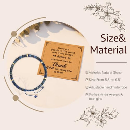Thank You Gifts for Women: Teacher Appreciation Office Gifts for Coworkers Employee Boss Lady Manager Colleague Natural Stone Bracelet - color: Blue-Better