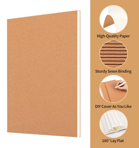 48 Pack A5 Blank Kraft Notebooks Bulk, Journaling Notebooks, Soft Cover Composition Notebook, 8.3x5.5 Inches 60 Pages Travel Journal Notebooks Set for Work, School, Writing - style: Brown-48-Blank