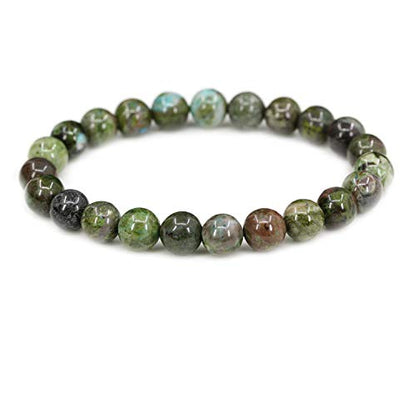 Amandastone Natural Gemstone 8mm Round Beads Stretch Bracelet 7 Inch - color: Cuprite