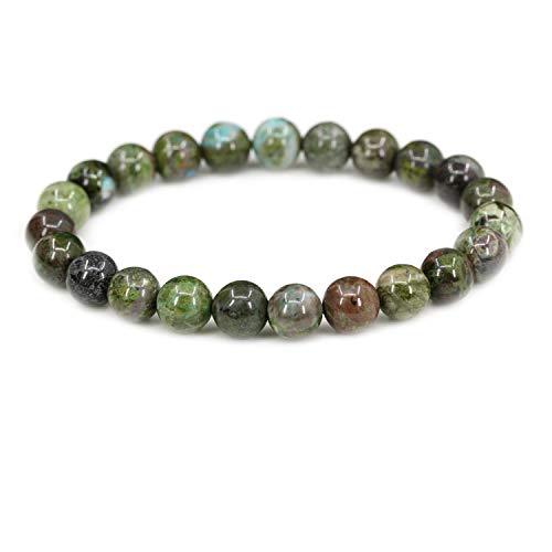 Amandastone Natural Gemstone 8mm Round Beads Stretch Bracelet 7 Inch - color: Cuprite