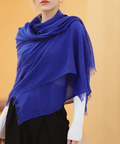 Harewom Lightweight Gauze Linen Feeling Shawl Wraps for Women Beach Summer Scarf for Evening Wedding Dresses - color: Shawl Wraps - Royal Blue