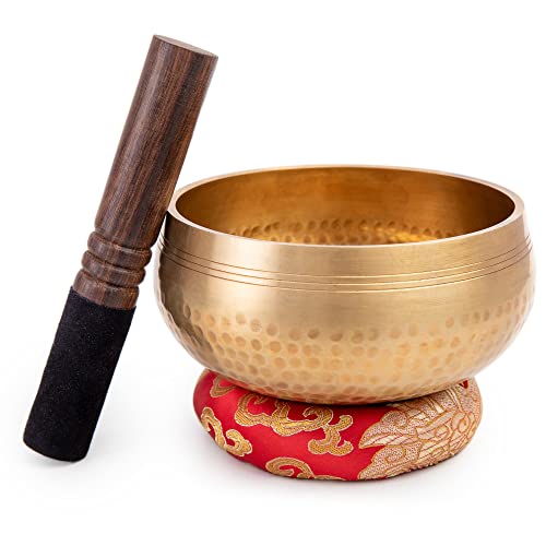 Tibetan Singing Bowl Set - Easy To Play for Beginners - Authentic Handcrafted Mindfulness Meditation Holistic Sound 7 Chakra Healing Gift by Himalayan Bazaar (5")