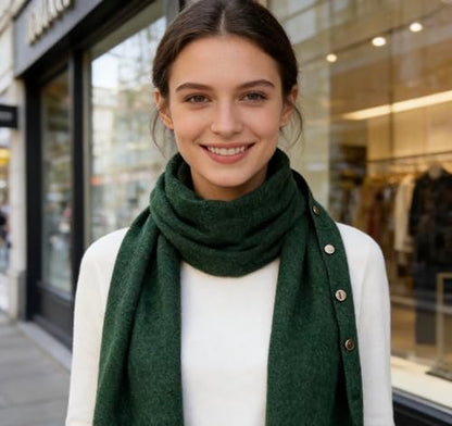 Women's Versatile Knitted Shawls Scarf Poncho Sweater Capes with Buttons Lightweight Spring Summer Fall Winter Wraps - color: Green