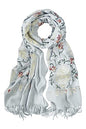 Urban CoCo Women's Embroidered Tassel Long Shawl Oversize Scarf Wraps for Women - color: #3-light Gray