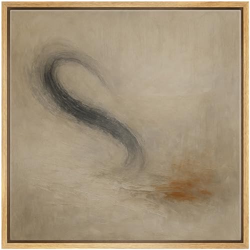 SIGNWIN Framed Canvas Print Wall Art S-Curve Abstract in Neutral Tones Elegant Minimalist Illustrations Fine Art Farmhouse/Country for Living Room, Bedroom, Office - 16"x16" Natural - color: Bs18-2507-edw23, size: 16L" x 16W"