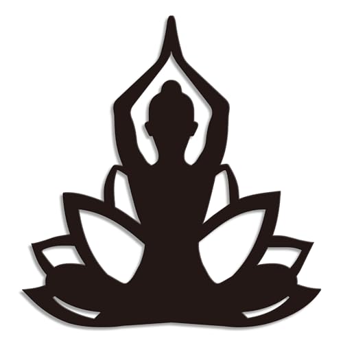 Oubasa Black Metal Lotus Yoga Wall Art Decor, Meditation Decor Accessories, Minimalist Wall Hanging Decoration for Home, Office, Yoga Studio, 9.4 x 9.8 inches