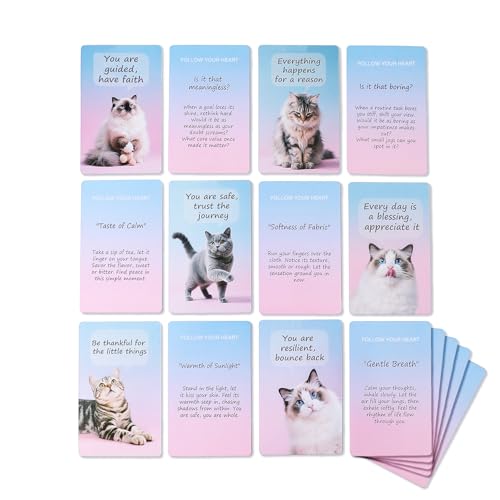 Cat Affirmation Cards – 55 Positive Cards for Anxiety Relief & Self Care, Cute Cat Gifts for Women, Men & Teens, Gift for Cat Lovers - color: Cats Affirmations