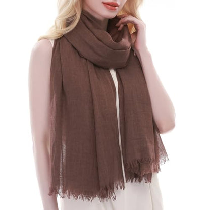RIIQIICHY Scarf for Women Lightweight Solid Color Long Fashion Gauze Scarves Shawl Wrap - color: Chocolate