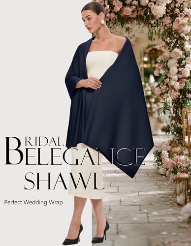 PULI Women's Pashmina Shawl Wraps for Evening Dress Large Scarf Blanket Long Wedding Bridal Winter Warm Shoulder Wrap - color: Gift Box Dark Slate Blue