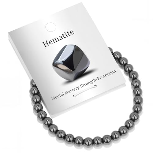 Vinswet 4mm 6mm 8mm Healing Crystal Bracelets for Women Men Natural Stone Beaded Stretch Bracelet Handmade Gemstone Reiki Spiritual Jewelry Gifts - color: Hematite, size: 6mm