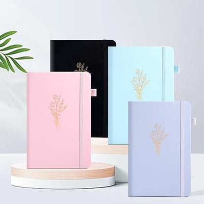 MINICAGIE Lined Journal Notebook for Women Cute Leather Journals for Writing Aesthetic Floral Diary 192 Pages A5 Hardcover Journaling Notebooks with Pen Loop - color: Purple2