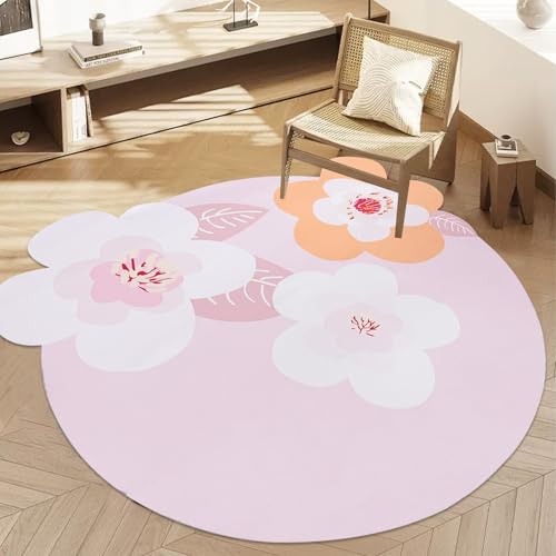 ABREEZE Irregular Large Flower Meditation Mat Non Slip Round Pilates Yoga Mat Natural Rubber with Sueded Surface Exercise Mat