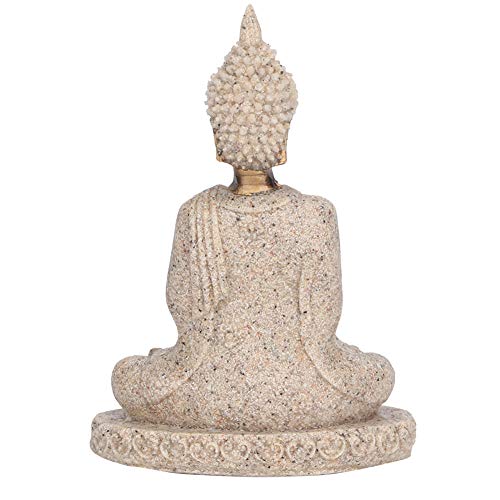 Art Buddha Statue, Meditating Seated Buddha Statue Carving Figurine Craft for Home Garden Patio Deck Porch Yard Art Decoration Ornament (A)