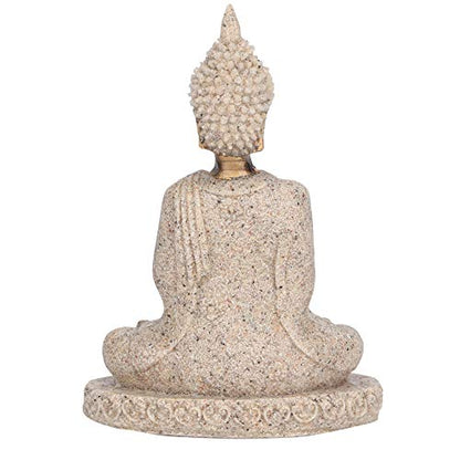Art Buddha Statue, Meditating Seated Buddha Statue Carving Figurine Craft for Home Garden Patio Deck Porch Yard Art Decoration Ornament (A)